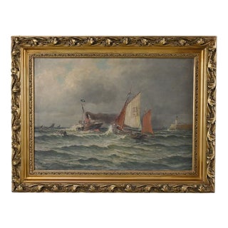 Demont, Painting Entrance to the Port by Rough Seas, 1890s, Oil on Canvas For Sale