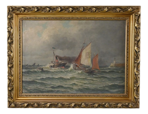 Demont, Painting Entrance to the Port by Rough Seas, 1890s, Oil on Canvas