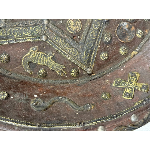 North African Brass Copper Wood Tuareg Large Charger For Sale - Image 9 of 12