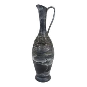 1980s Decorative Glass Ewer With Silver Overlay