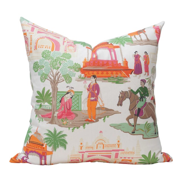 22" Bara Bazaar Indian Chinoiserie in Jewel Pillow For Sale