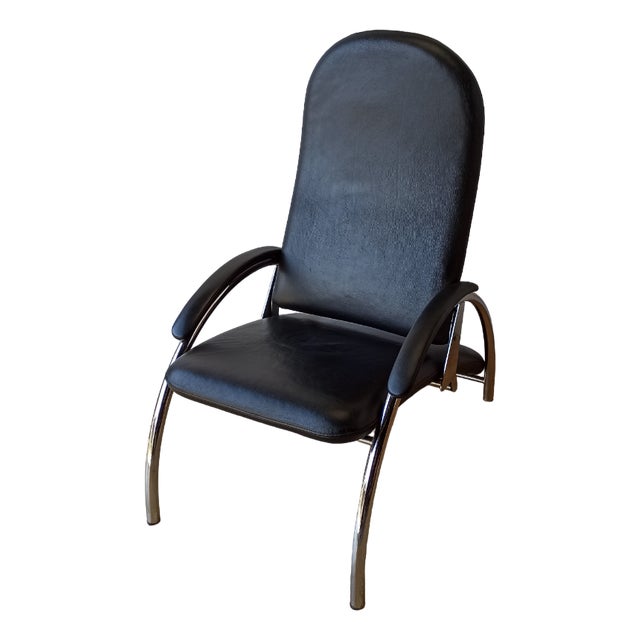 Chromed Leather Armchair, 1970s For Sale
