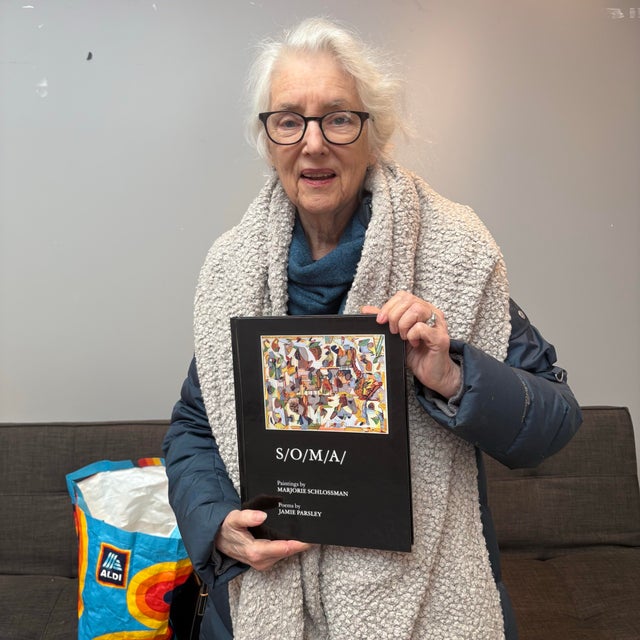 Wood Large Abstract Acrylic Painting by Marjorie Schlossman, Signed, 48” X 36” For Sale - Image 7 of 8