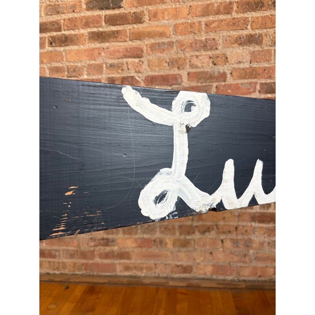 Mid 20th Century Rustic Hand-Painted Wooden "Lunch" Sign on Cast Iron Stand For Sale - Image 12 of 13