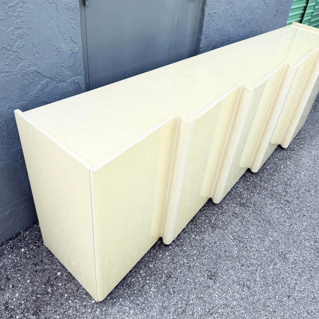 Postmodern Postmodern Cream Woodgrain Finished Sawtooth Wave Credenza For Sale - Image 3 of 12