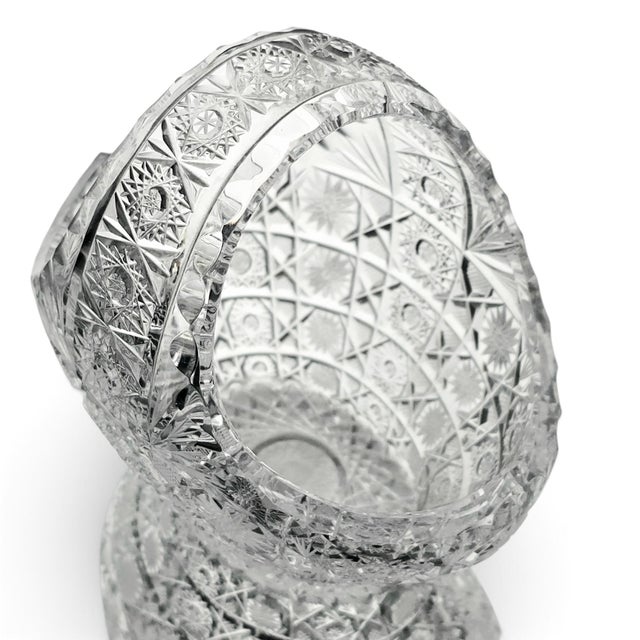 Mid-to-Late 20th Century Czech Bohemian Queen’s Lace Cut Crystal Basket 6" For Sale - Image 10 of 12