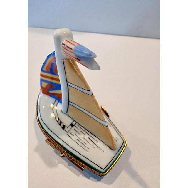 Mid 18th Century Limoges Sailboat Trinket Box Hand Painted in Limoges, France For Sale - Image 10 of 12