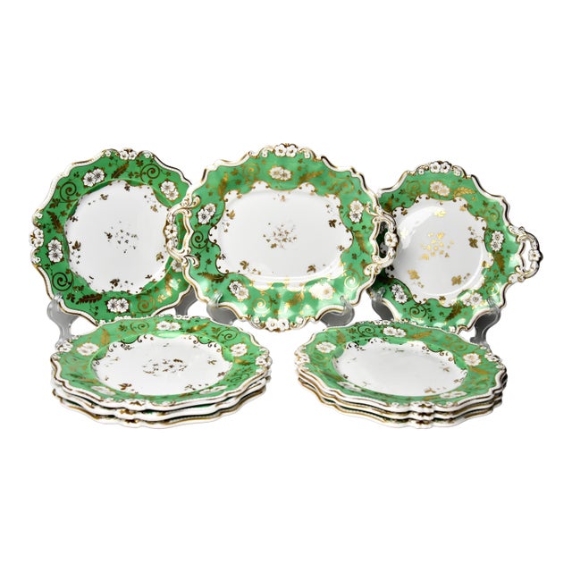 19th Century Victorian Coalport English Porcelain Dessert Set For Sale