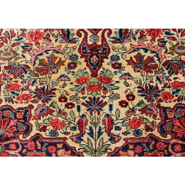 Antique Persian Medallion Bidjar Colorful Rug in Ivory, Navy Blue and Red 3'4 X 5'0 For Sale - Image 10 of 13