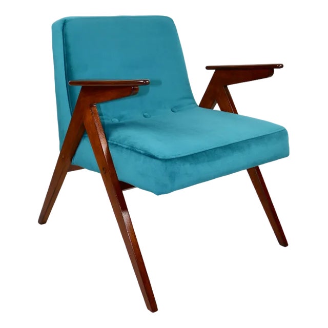 Petrol Green Bunny Armchair by Józef Chierowski, 1970s For Sale