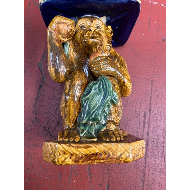Vintage Majolica Monkey Plant Stand/Garden Stool For Sale - Image 11 of 11