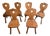 Set of 6 Vintage Alpine Bavarian Heart-Cutout Plank Chairs (Brettstuhl)(Tyrolean) For Sale