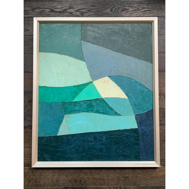 Made in the Mid-20th Century by an unknown Connecticut artist, this small abstract oil-on-canvas painting packs an...