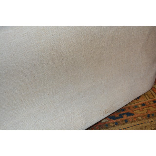 1990s Pearson Cream Woven Cotton Feather Down Mix Club Arm Lounge Chair For Sale - Image 12 of 15