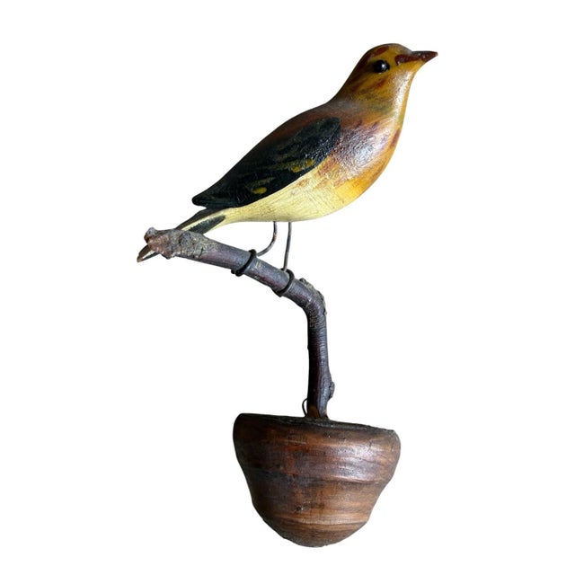 Folk Art Austrian Folk Art Carved Wood Wren #100 For Sale - Image 3 of 5