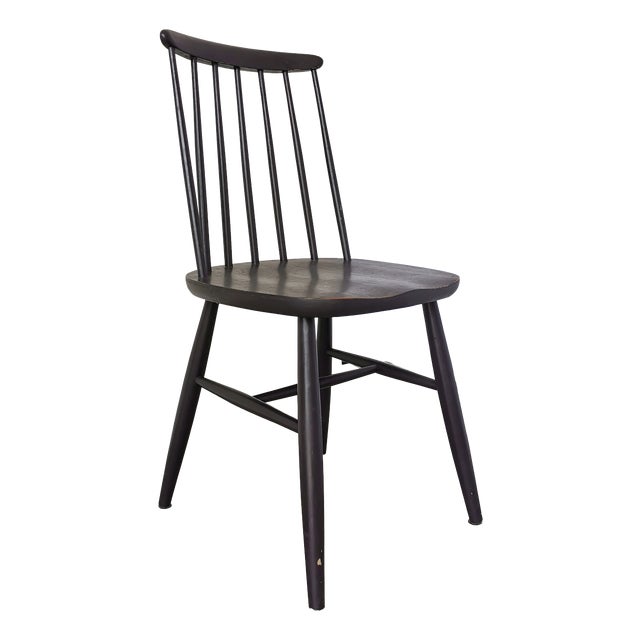 Vintage Scandinavian Black Beech Dining Chair in the style of Ilmari Tapiovaara, 1970s For Sale