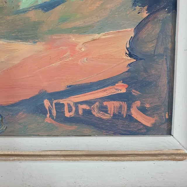 1950s Mid-Century Swedish Modernist Landscape Oil Painting by Nils Dramé For Sale - Image 15 of 18