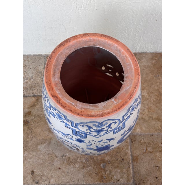 Vintage Terracotta Blue and White Chinese Garden Stool For Sale - Image 9 of 9