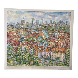 Tyka " My City Warszawa" Oil on Canvas For Sale