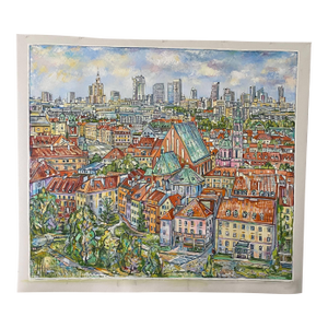 Tyka " My City Warszawa" Oil on Canvas