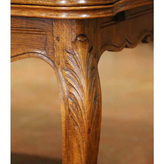 20th Century French Louis XV Oak Parquetry Refectory Dining Table With Leaves For Sale - Image 10 of 13