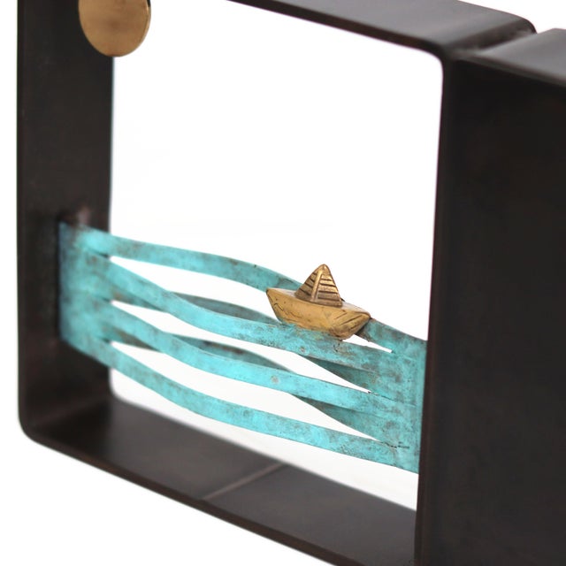 Gentle Journey 3/25 - Limited Edition Contemporary Bronze and Iron Travel Sculpture For Sale - Image 4 of 9