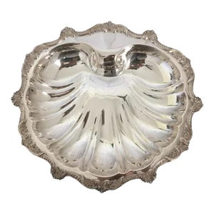 1950s Vintage Poole Silverplate Old English Large Centerpiece Bowl - Footed Serving Tray
