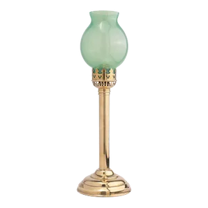 French Stamped Brass & Glass Spring Hurricane Lamp, 1875-1900