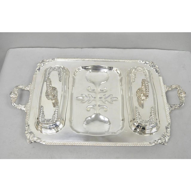 Mid 20th Century Vintage Victorian Silver Plated Meat Serving Platter Tray W/ Covered Dishes For Sale - Image 5 of 18