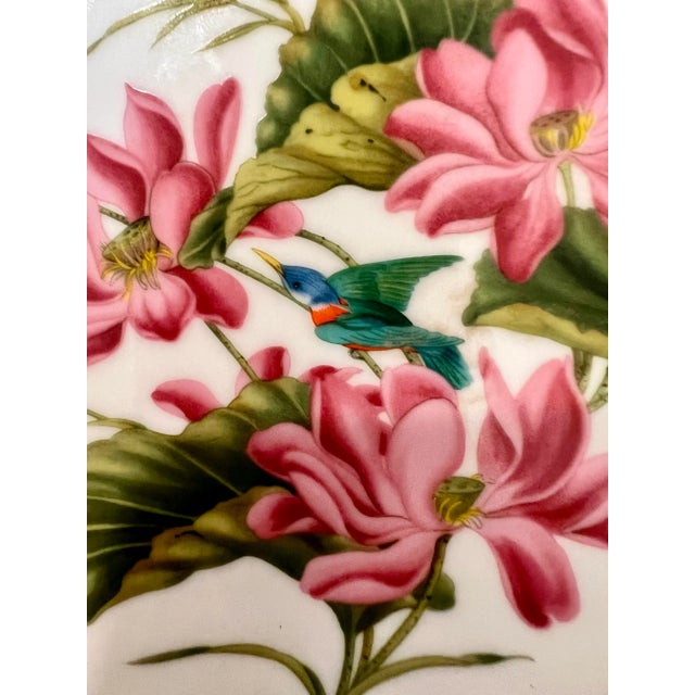 Pink Vintage Chinoiserie Kyoto Imperial Porcelain “Blossoms of the Japanese Year” Set of Three For Sale - Image 8 of 12