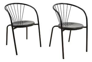 Black Sheet Metal and Tubular Metal Chairs, Set of 2