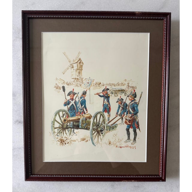 Pair of Framed Historical Illustration Prints of French Soldiers For Sale - Image 9 of 14