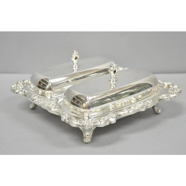 Vintage Poole Lancaster Rose Victorian Silver Plated Twin Double Butter Dish (B) For Sale - Image 15 of 15