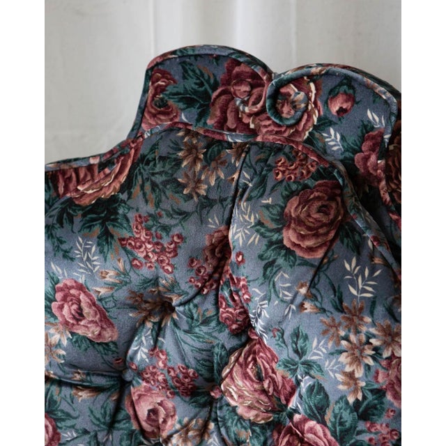 Pair of Vintage Tufted Floral Velvet High Back Chairs For Sale - Image 4 of 13