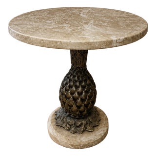 Marble End Table, Small For Sale