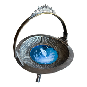 1880s Mary Gregory Cameo Glass Middleton Plate Silver Sculpture Plate