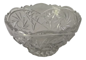Vintage Pressed Clear Glass Star With Floral Design Serving Bowl
