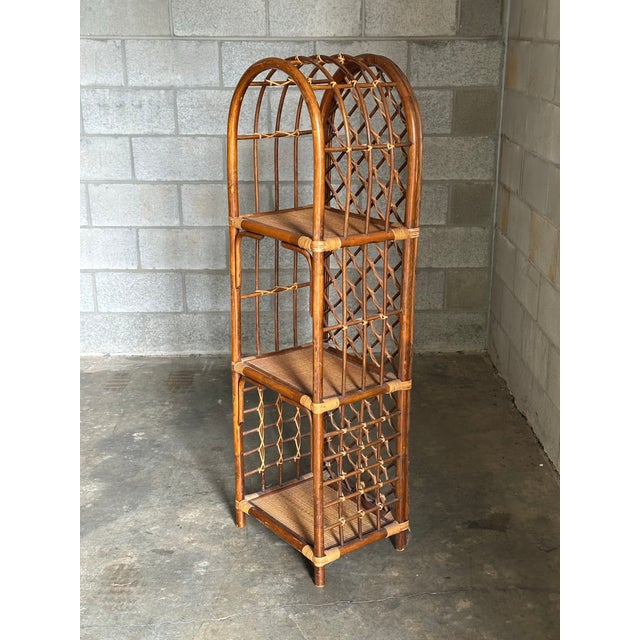 English 1980s Bamboo and Cane Etagere Shelf For Sale - Image 3 of 12