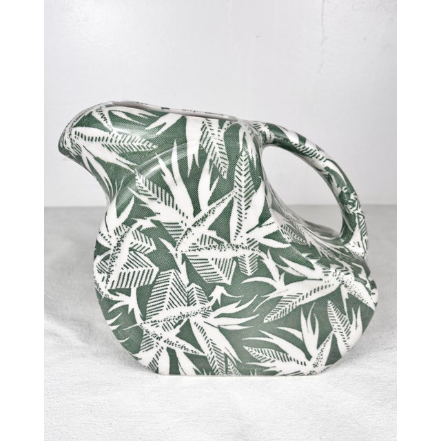 Mid century Wallace China bird of paradise print pitcher. Retro 40's/50's all over tropical green leaf print on restaurant...