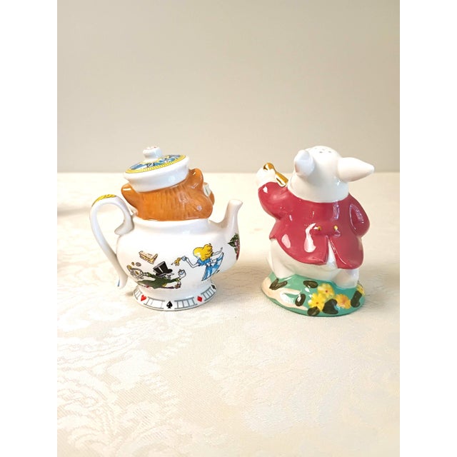 Paul Cardew Alice in Wonderland Tea for One Whimsical Stacking Teapot Cup Set White Rabbit & Dormouse Salt & Pepper Shakers - Set of 3 For Sale - Image 14 of 18