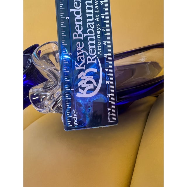 Handblown Art Glass Bowl Beranek Czech Artsy Cobalt Blue Centerpiece 9"d X 4"h For Sale - Image 12 of 12