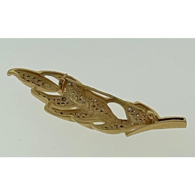 0.6 Carat Leaf Shaped Diamond 14 Karat Gold Pin or Brooch Affordable, Estate For Sale - Image 17 of 18