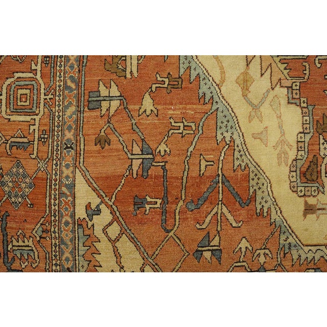 Radiant Orange Terra Cotta Color With Great Medallion Design Antique Serapi Rug For Sale - Image 4 of 12