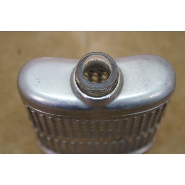 Antique Art Deco Glass & Chrome Plated Caged Hip Pocket Flask Luxury Barware For Sale - Image 10 of 16