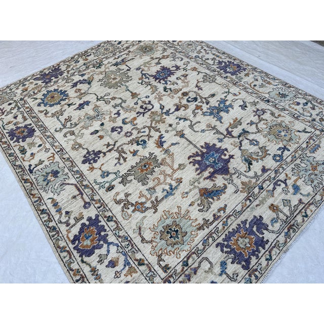 2000 - 2009 Ivory & Violet Oushak Rug 8x10 For Sale - Image 5 of 9