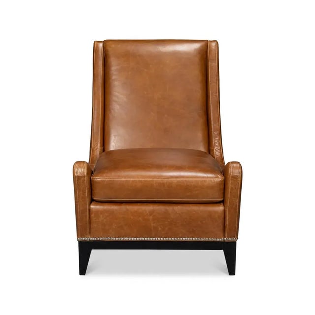 Contemporary Contemporary Brown Leather Accent Chair For Sale - Image 3 of 10