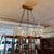 Mid 20th Century Danish Modern Teak & Brass 6-Light Chandelier With Textured Glass Shades For Sale - Image 9 of 12