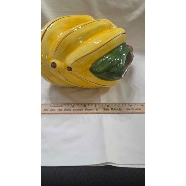 Art Deco 1970s Majorca Imported From Italy Hand Painted Banana Themed Pitcher Like New For Sale - Image 3 of 9