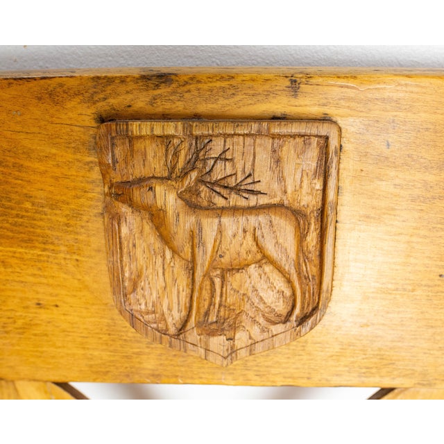 Solid Oak Chairs with Hunting Crests, France, 1960, Set of 4 For Sale - Image 14 of 18