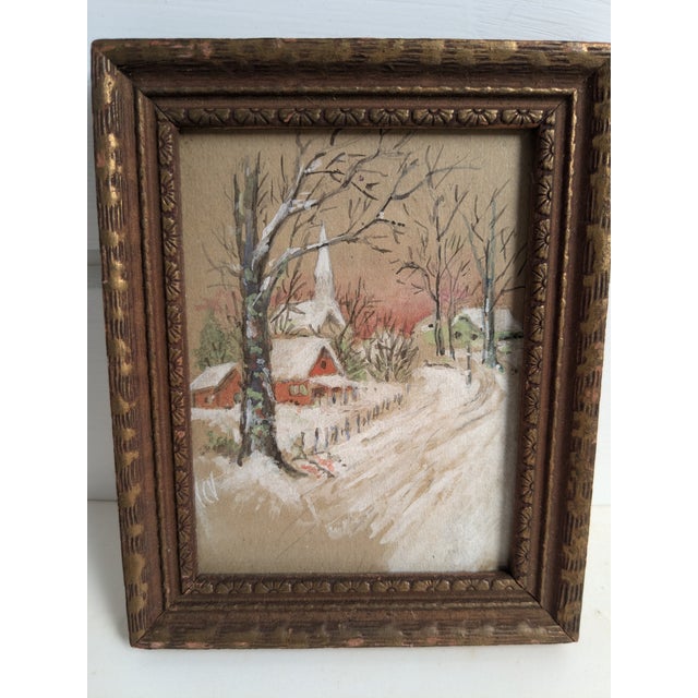 American Chapel in the Snow" – 1920s Watercolor by w.c. Vincent, Framed For Sale - Image 3 of 6